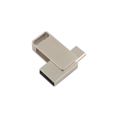 Su geçirmez gümüş metal USB flash sürücüleri USB 2.0 ve Type C gravür ve baskı logosu ile