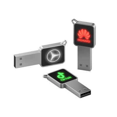 Yüksek Hızlı USB Flash sürücüsü Metal/Plastik gövde ile LED Işık Çalışırken Parlar