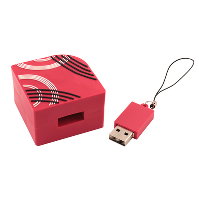 Özel Silikon USB Flash sürücüleri Tam Renkli Baskı Dikdörtgen Şekil 128GB Kapasite