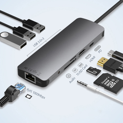 USB 3.0 İstasyonu USB C Hub Akıllı Adaptör / 5Gbps Veri Aktarım Hızı ile Bellek Kartı Hub