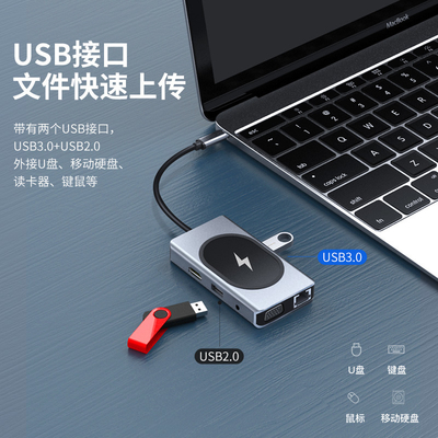 USB Tip C HUB Çok fonksiyonel Adaptör 9 Birde ve Bellek Kartı Okuyucu ile