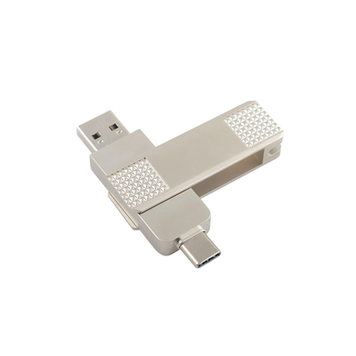 Gümüş Tipi C Metal USB Flash Drives Şifre Korumasıyla 360 Derece Dönüşebilir