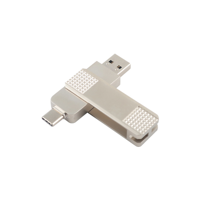 Gümüş Tipi C Metal USB Flash Drives Şifre Korumasıyla 360 Derece Dönüşebilir