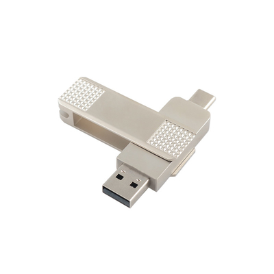 Gümüş Tipi C Metal USB Flash Drives Şifre Korumasıyla 360 Derece Dönüşebilir