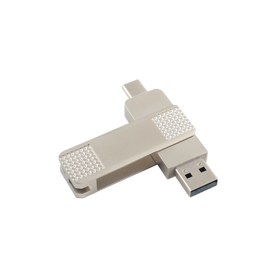Gümüş Tipi C Metal USB Flash Drives Şifre Korumasıyla 360 Derece Dönüşebilir