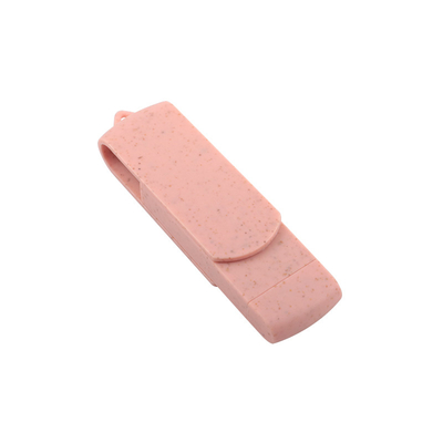 C Tipi USB Flash sürücüleri Pembe Plastik, Samanlı, Geri Dönüştürülebilir Malzeme ve Özel Logo