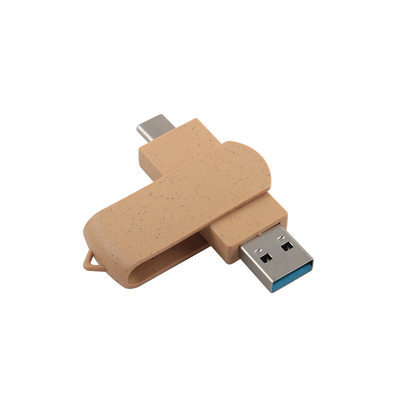 Özel olarak tasarlanmış canlı bej USB ile lazerle kazınmış logo geri dönüştürülebilir malzemeler
