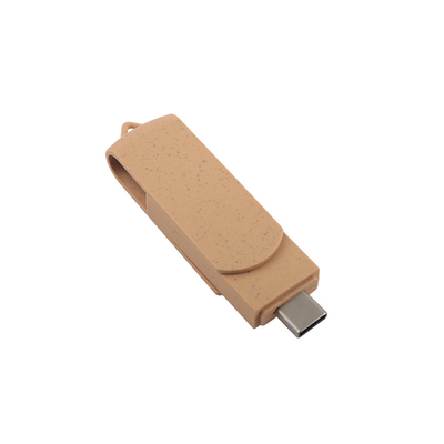 Özel olarak tasarlanmış canlı bej USB ile lazerle kazınmış logo geri dönüştürülebilir malzemeler