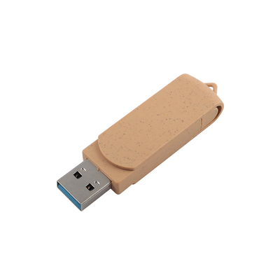 Özel olarak tasarlanmış canlı bej USB ile lazerle kazınmış logo geri dönüştürülebilir malzemeler