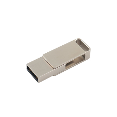 Su geçirmez gümüş metal USB flash sürücüleri USB 2.0 ve Type C gravür ve baskı logosu ile