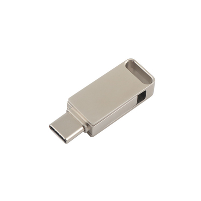 Su geçirmez gümüş metal USB flash sürücüleri USB 2.0 ve Type C gravür ve baskı logosu ile