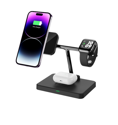 3 In 1 Hızlı Şarj Aygıtı iPhone kulaklık IWatch için dikey kablosuz şarj
