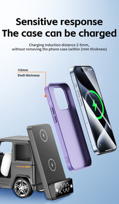 Serin Araba Şekilli Gri Renkli Kablosuz Şarj Aracı iPhone Airpods IWatch için Hızlı Şarj
