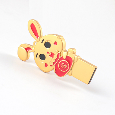 Tavşan Şekilli Metal Usb Flash Sürücü Grade A Chip 128GB 80MB/S Avrupa Standardı