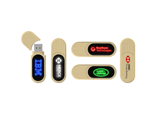 Bilgisayarda Usb Okuma Parlak Olduğunda LED Işık Ahşap USB Flash Sürücü Hızlı Hız