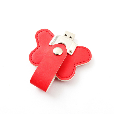 Çiçek Şekilli Deri USB Flash Sürücüler 32GB 256GB Kabartmalı Logo
