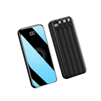 Tek Gövde Baskı / Gravür LOGO'lu Yüksek Hızlı 10000MAH Güç Bankası 4 Kablo