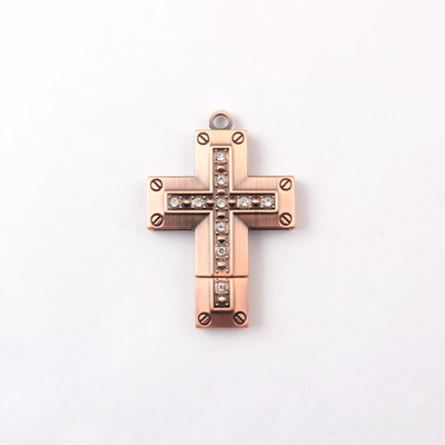 128GB Kristal USB Flash Drive Noel veya tatil için şekillendirilmiş toplu haçlı kolye
