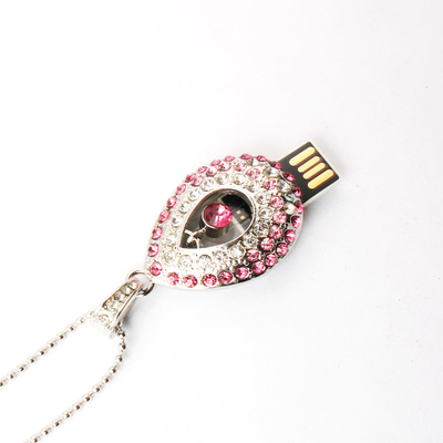 Kalp şeklindeki su damlası kolye Kristal USB çubuğu İçine gizlenmiş çiplerle