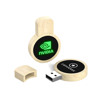 LED Grave Logo Ahşap USB Flash Drive USB2.0/3.0 Arayüz Tipi Doğal Ahşap
