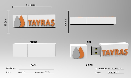 Müşteri tasarımına göre ücretsiz PVC USB şekli tasarla, çok hızlı yap