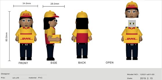 DHL Teslimat Kadını Kişisi Karikatür USB Flash Drive Müşteri Tasarımı Yaptır
