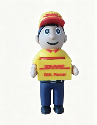 Müşteri Tasarımıyla Yapılmış DHL Teslimatçı Karikatür USB Flash Bellek