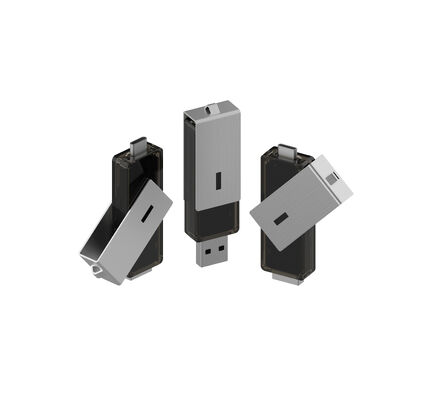 USB Gümüş Klips 360 Derece Dönebilir ve USB A ve TİP C'nin Her ikisi de Uzatılabilir USB Flash Sürücü