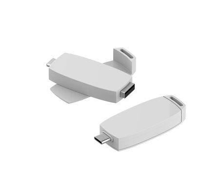 360 derece döndürebilir C tipi portlu plastik USB flash sürücüsü Vücut rengi Beyaz Kırmızı Siyah Ve Mavi Çok hızlı baskı logo özelleştirebilir