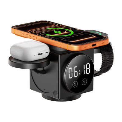 Robot-shaped Wireless Charger Fast Speed For Phone Charging With A Clock Robotic Arm Extendable Wireless Charger Very Cool