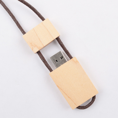 16GB 32GB 64GB Akçaağaç Ahşap USB Flash Sürücü, Halatlı USB 3.0 Hızlı Hız
