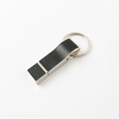Anahtarlıklı Siyah Deri USB Flash Sürücü İyi Marka Logosu Hızlı Hızlı USB 2.0 ve 3.0