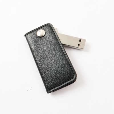 Taşınabilir Deri Kapaklı Anahtar Metal Usb Flash Sürücü 64GB 128GB 30MB/S