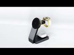 Katlanabilir Kablosuz Şarj 3'ü Bir Arada Hızlı Şarj 15W Siyah Beyaz